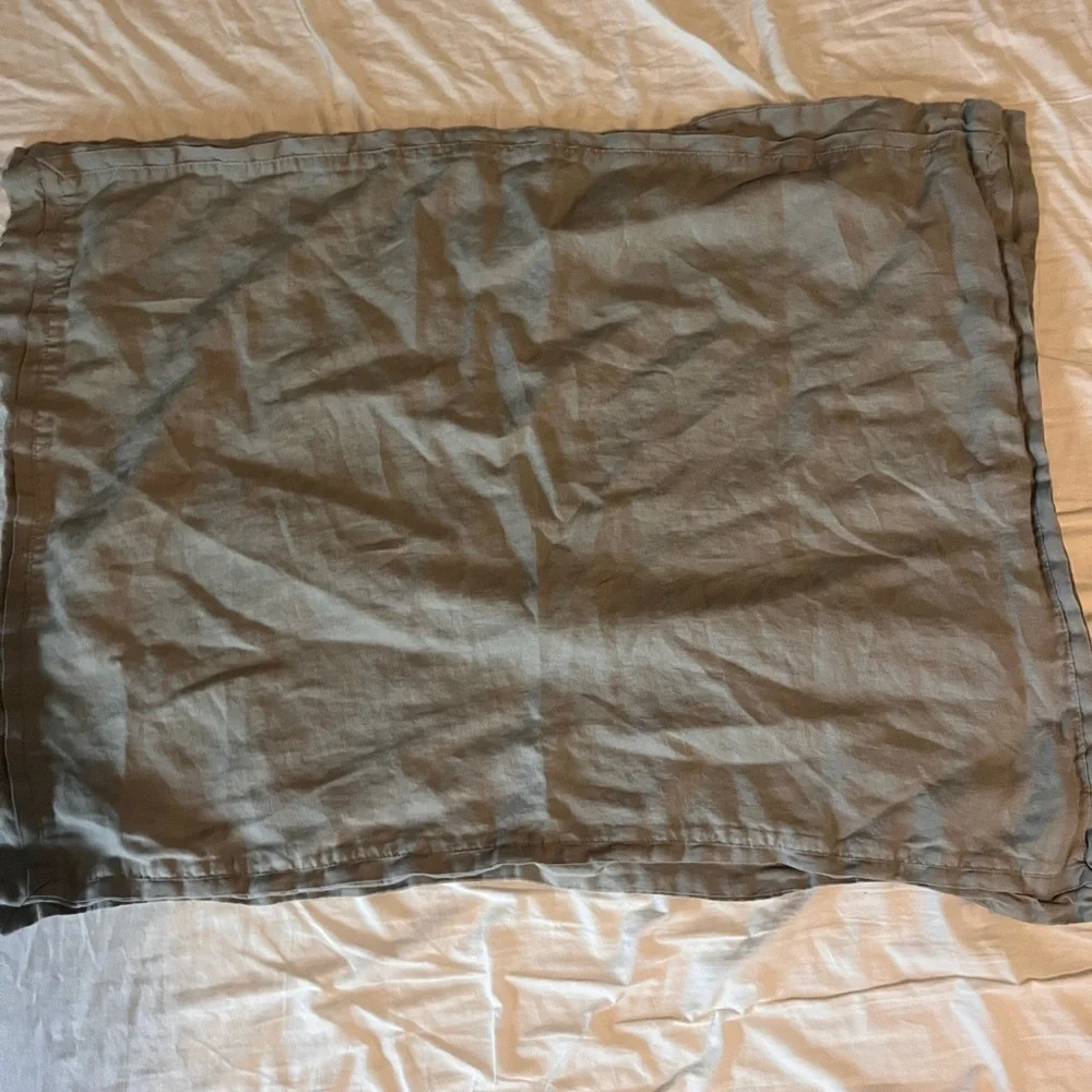 Fieldcrest Linen Gray duvet cover queen size soft and one pillow sham